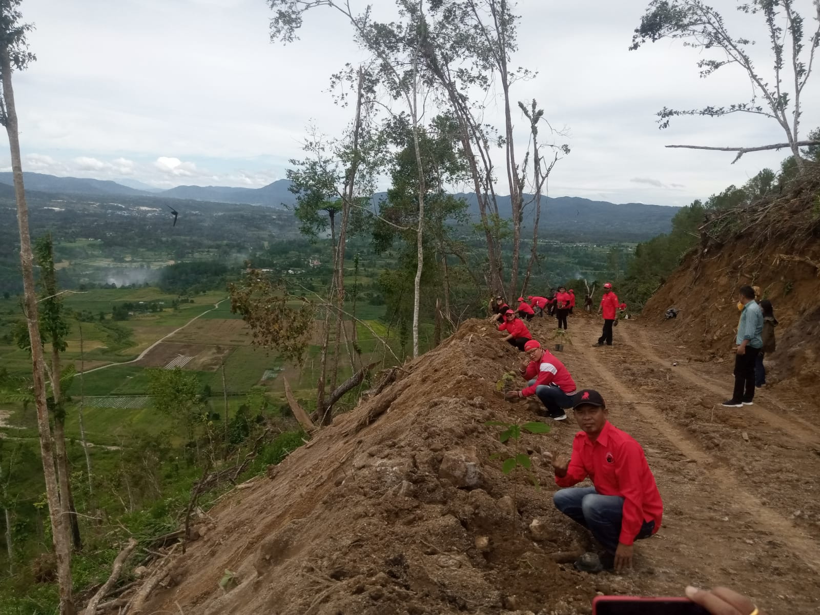 Pengurus dan Kader PDIP Tapanuli Utara menanam pohon buah