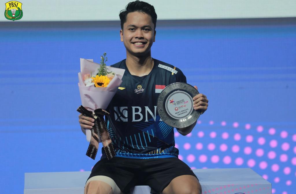 Anthony Sinisuka Ginting menang di kejuaraan Singapura Terbuka 2023