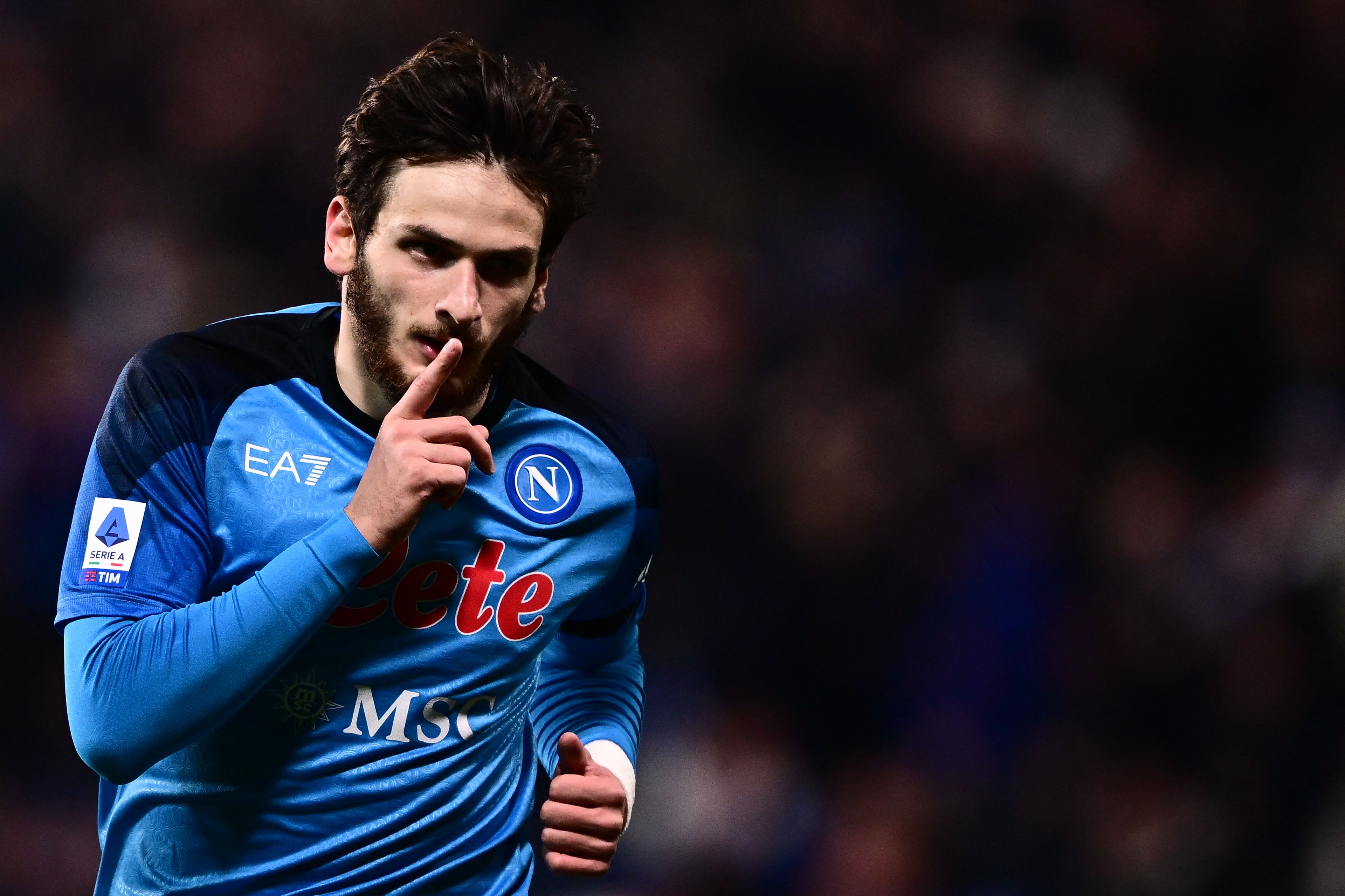 Pemain Napoli Khvicha Kvaratskhelia pemain terbaik Liga Italia atau Serie A tahun ini.