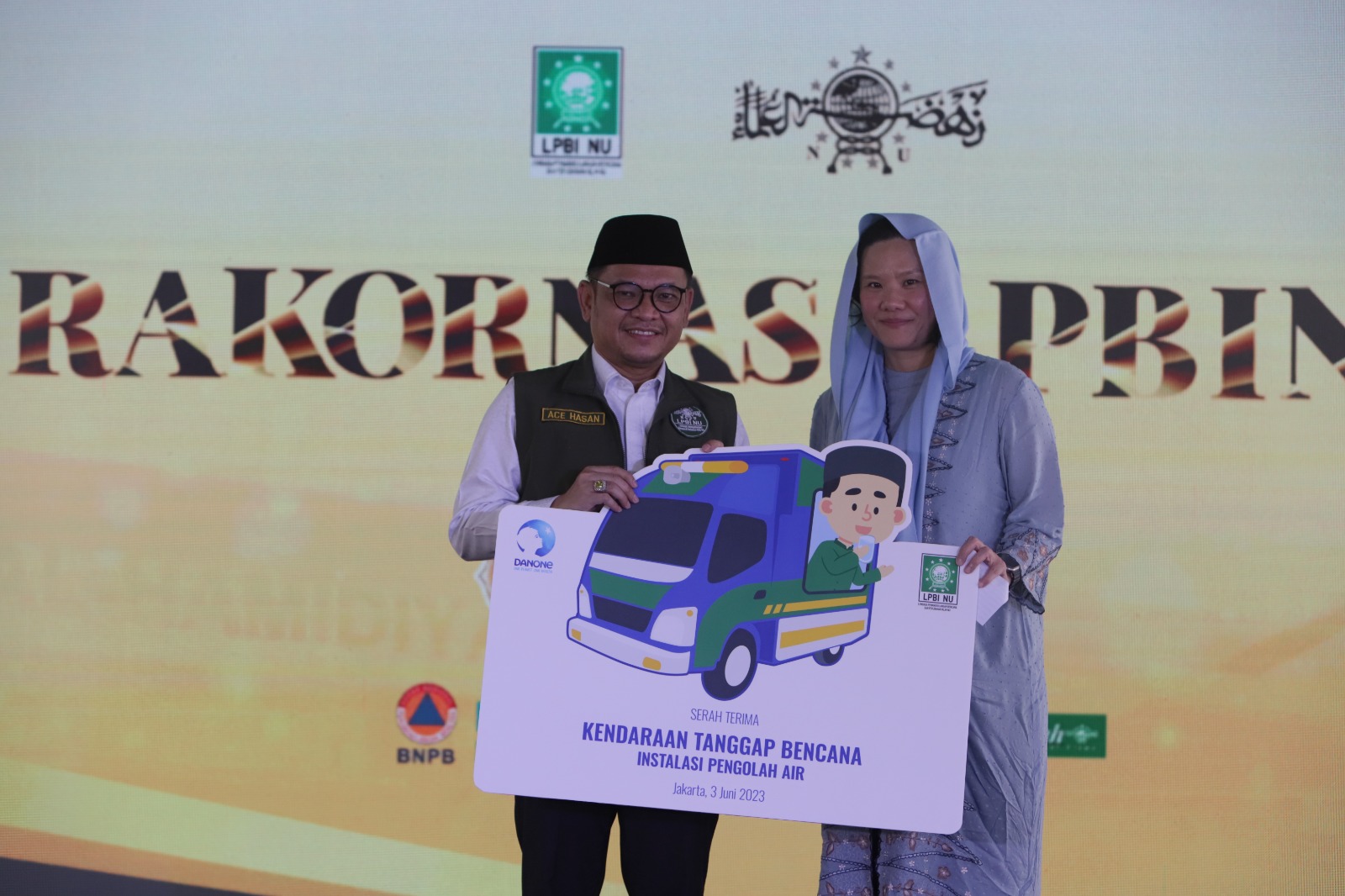 Tanggap Bencana, Danone Sumbang Mobil Instalasi Pengolah Air ke LPBI NU 