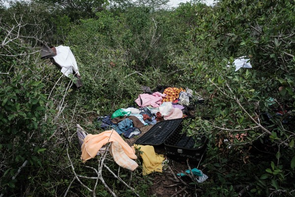 TKP hutan tempat temuan mayat-mayat korban sekte sesat di Kenya.