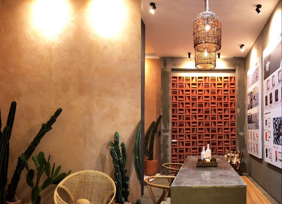 Ilustrasi desain interioir bergaya industrial