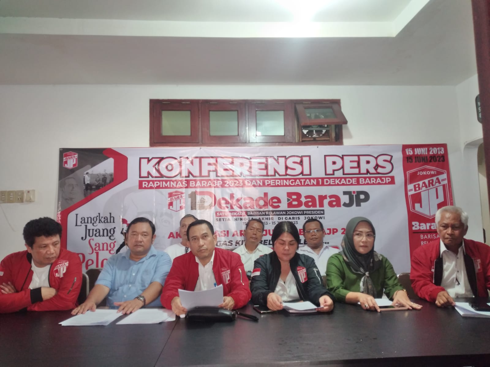 Bara JP atau Barisan Relawan Jokowi Presiden menggelar konferensi pers di Jakarta.