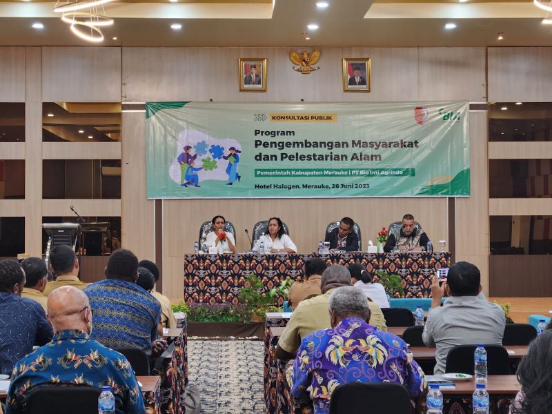 Pemkot Merauke dan PT Bio Inti Agrindo menggelar konsultasi publik terkait program pengembangan masyarakat.
