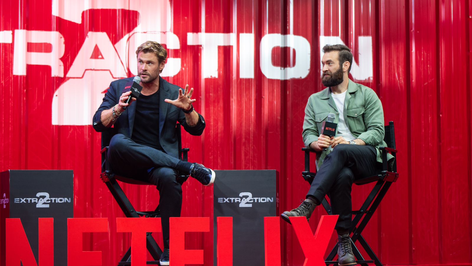 Chris Hemsworth dalam jumpa pers film Extraction 2