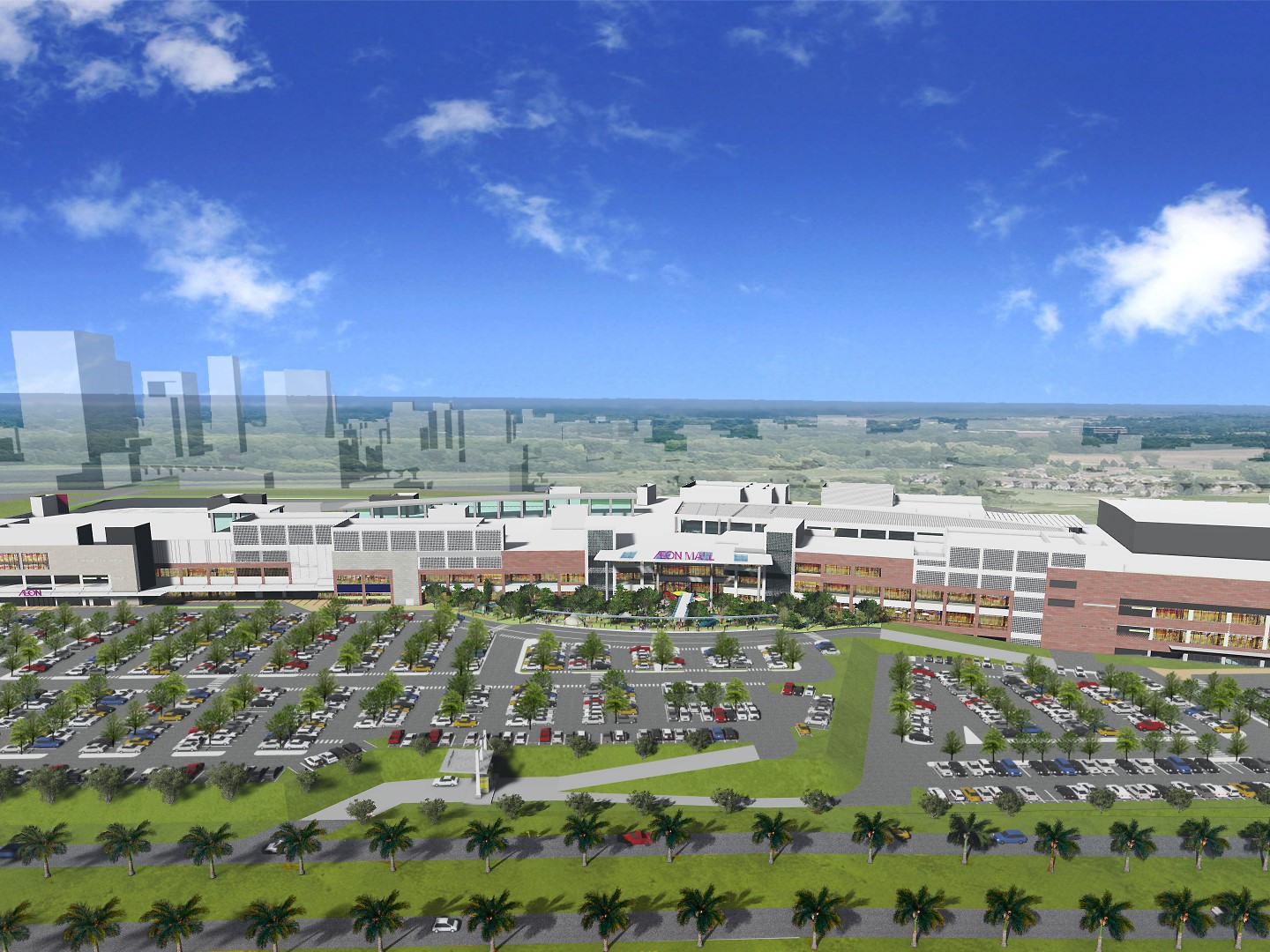 AEON Mall di Kota Deltamas Cikarang dibangun di atas lahan sekitar 200.000 m2.