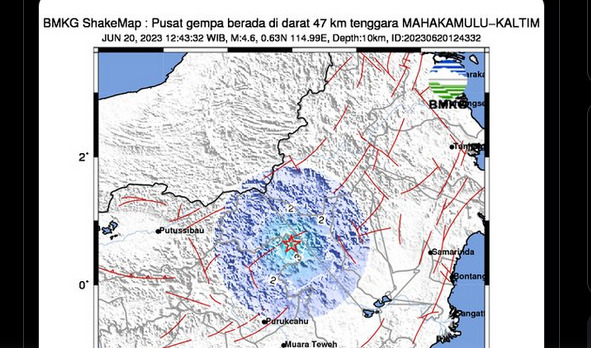 Gempa Tektonik 4,6 Magnitudo Guncang Kalimantan Timur