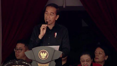 Presiden Jokowi dalam sambutannya di acara perayaan Bulan Bung Karno