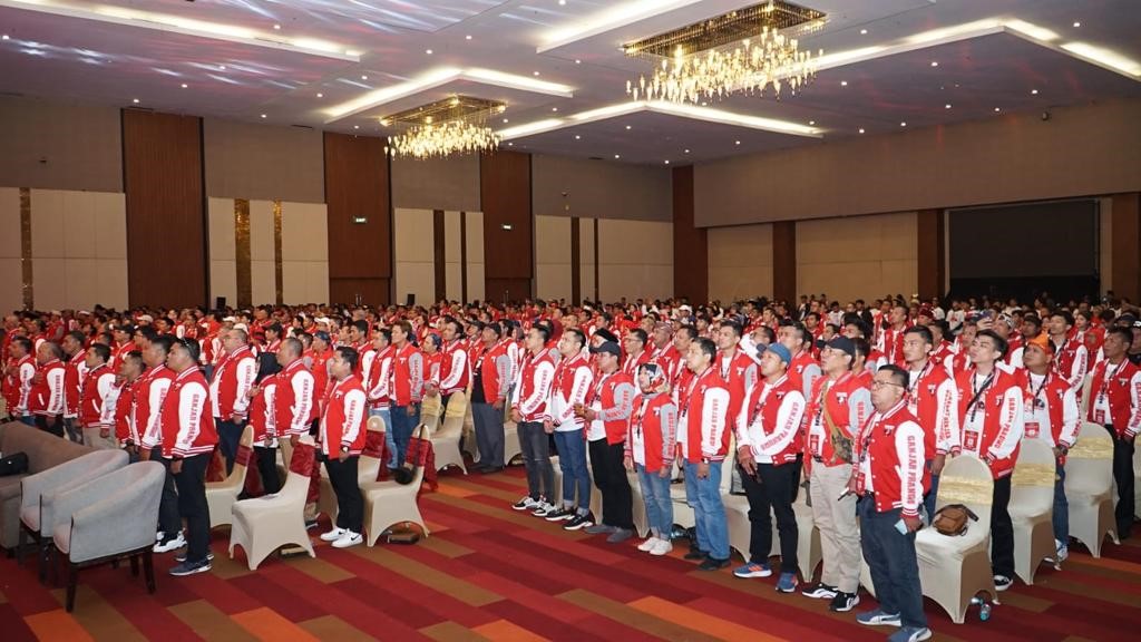 Rakernas II Relawan Sahabat Ganjar di Kota Surabaya, Jawa Timur, pada hari Sabtu (10/6).