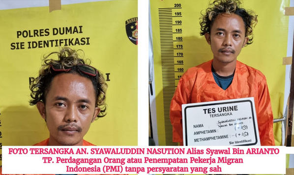 Foto Buronan Kasus Perdagangan Orang Ditangkap Bersama 4 PMI Ilegaldi Riau