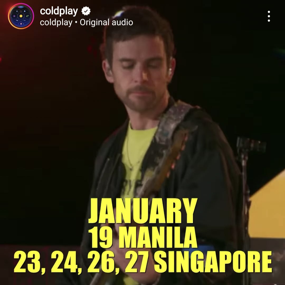 Penguman kosner Coldplay di Singapura.