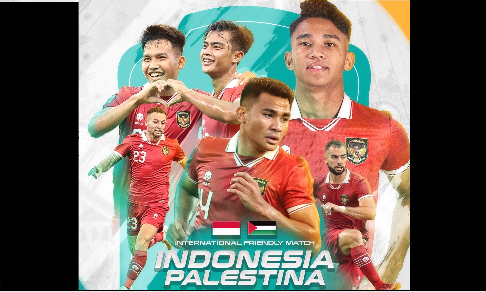 Poster Fifa Matchday Timnas Indonesia vs Palestina di Surabaya, Jatim, 14 Juni 2023.