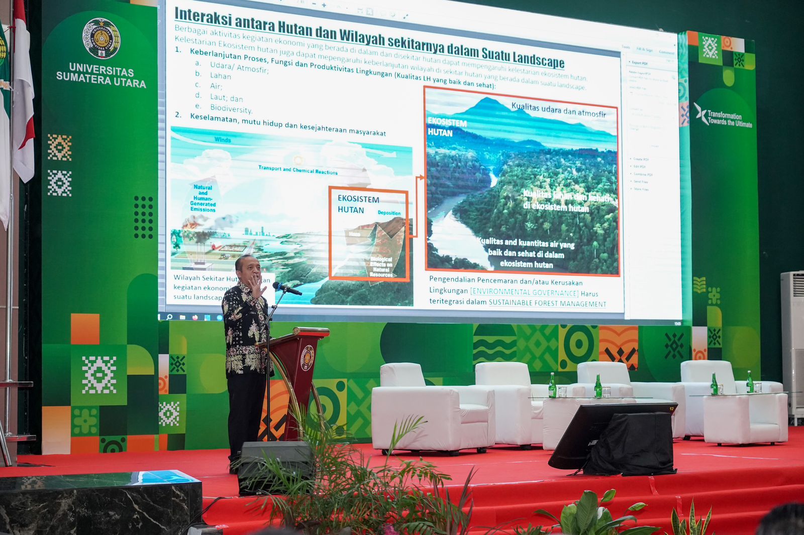 Sekjen KLHK Bambang Hendroyono menyampaikan kuliah umum di Universitas Sumatera Utara (USU), Medan, Sumatra Utara, Jumat (16/6).