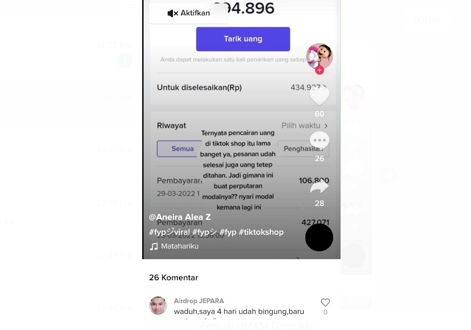 Pencairan Dana di Tiktokshop Lama, Penjual UMKM Dirugikan 