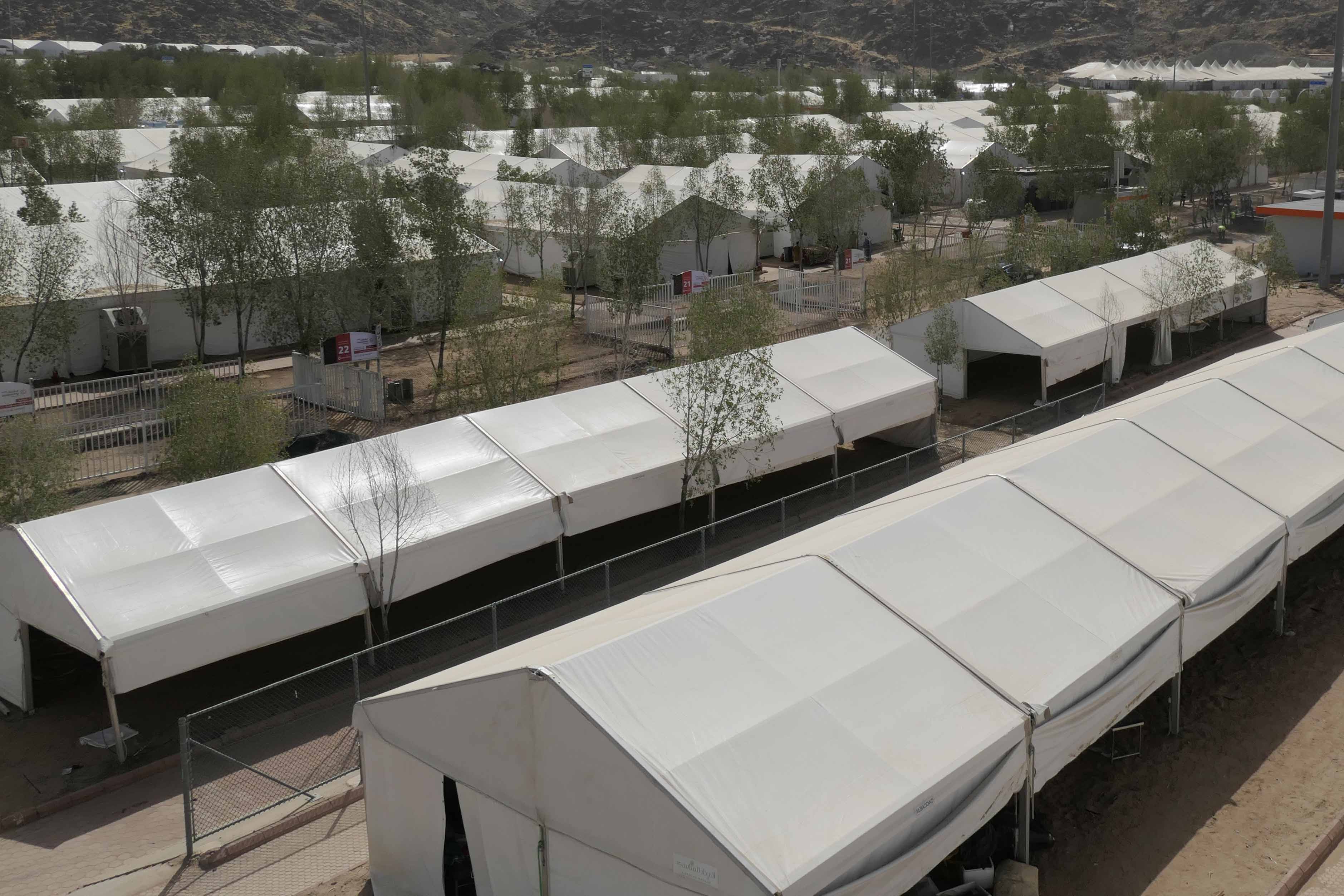 Tenda yang disiapkan untuk wukuf di Arafah