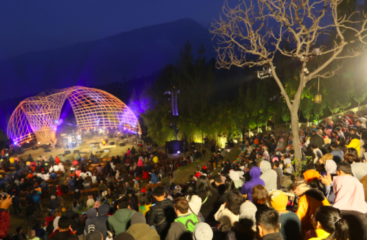 Jazz Gunung bromo 2019 di Amfiteater Jiwa Jawa Resort Bromo, Probolinggo, Jawa Timur, Sabtu (28/7).