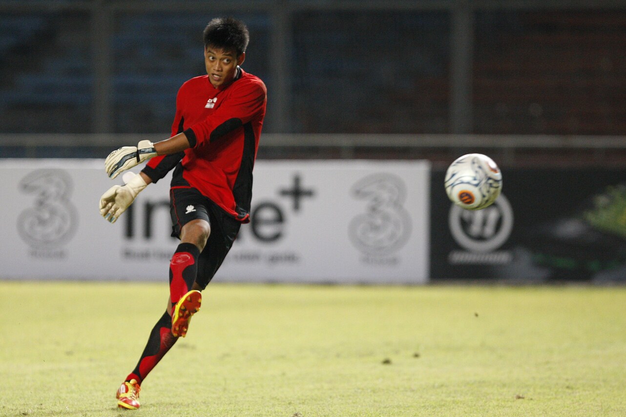 Kurnia Meiga bermain untuk Timnas Indonesia di tahun 2013.