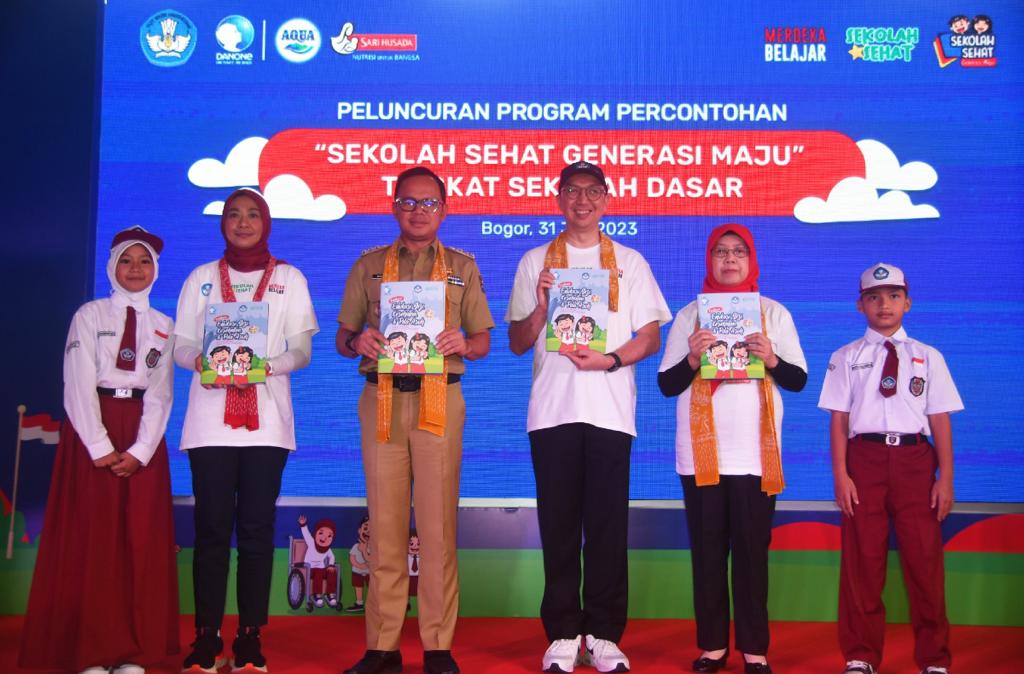 Acara Peluncuran Program Percontohan 'Program Sehat Generasi Maju' Tingkat Sekolah Dasar di di SDN Bangka, Kota Bogor, pada Senin (31/7).