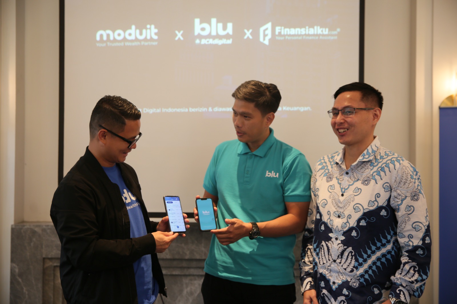 Acara pengumuman kolaborasi Moduit dengan Blu, aplikasi mobile banking milik BCA Digital, di Jakarta.  