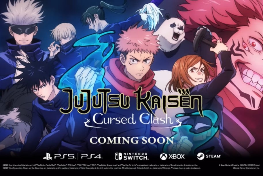 Tampilan sampul gim Jujutsu Kaisen Cursed Clash garapan Bandai Namco yang diadaptasi dari serial manga karya Gege Akutami.