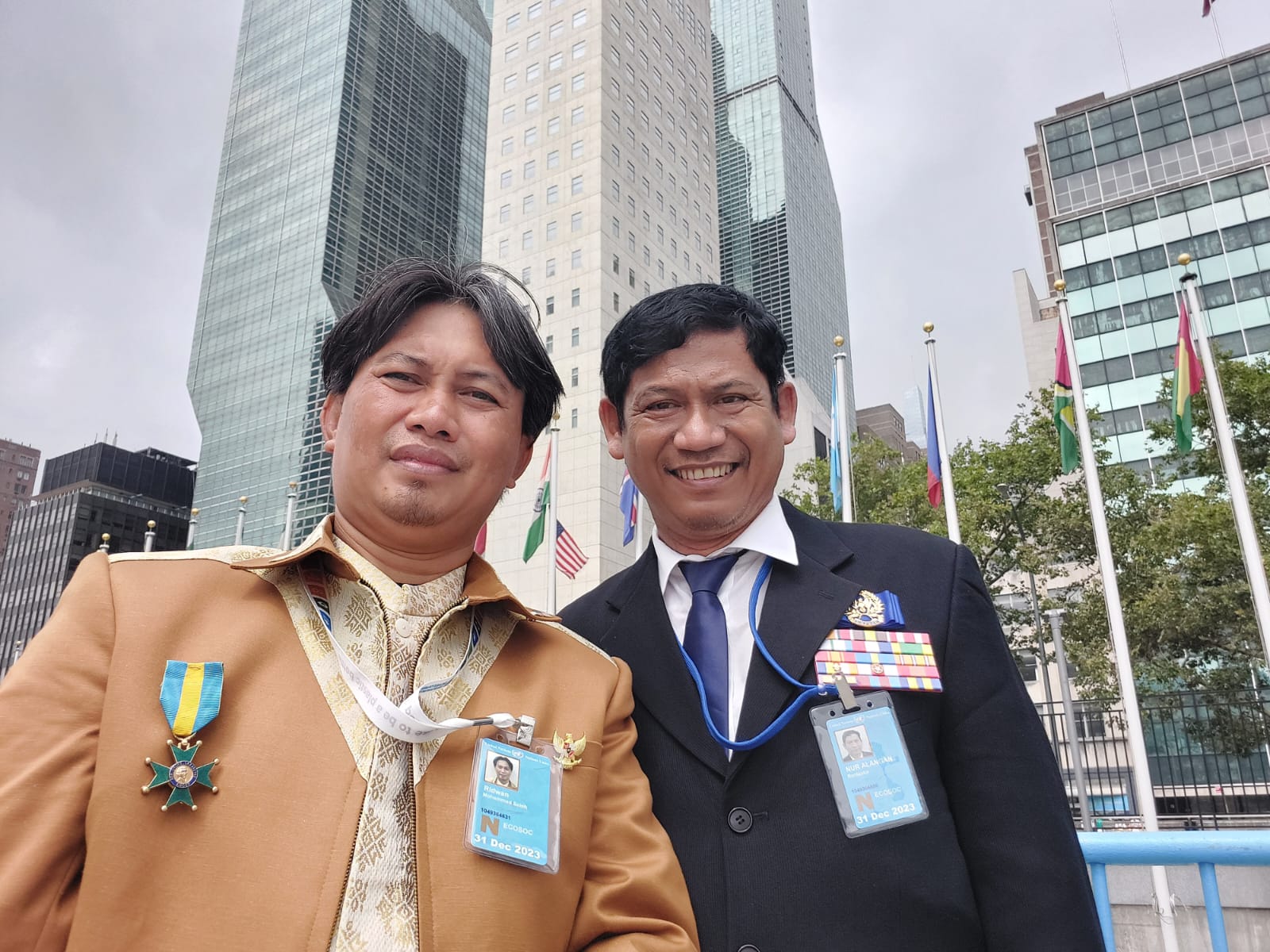 Presiden UIPM Indonesia Prof Dr Mohammad Soleh Ridwan (kiri) dan CEO UIPM Prof Dr Rantastia Nur Alangan di sela menghadiri HLPF, di AS.