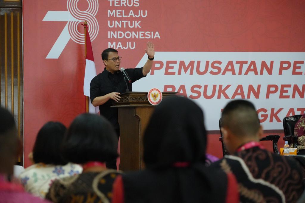 Capaska tingkat Nasional 2023 mengikuti Diklat BPIP di Desa Bahagia, Rekreasi Wiladatika, Cibubur, Depok, Jawa Barat, Selasa (18/7).