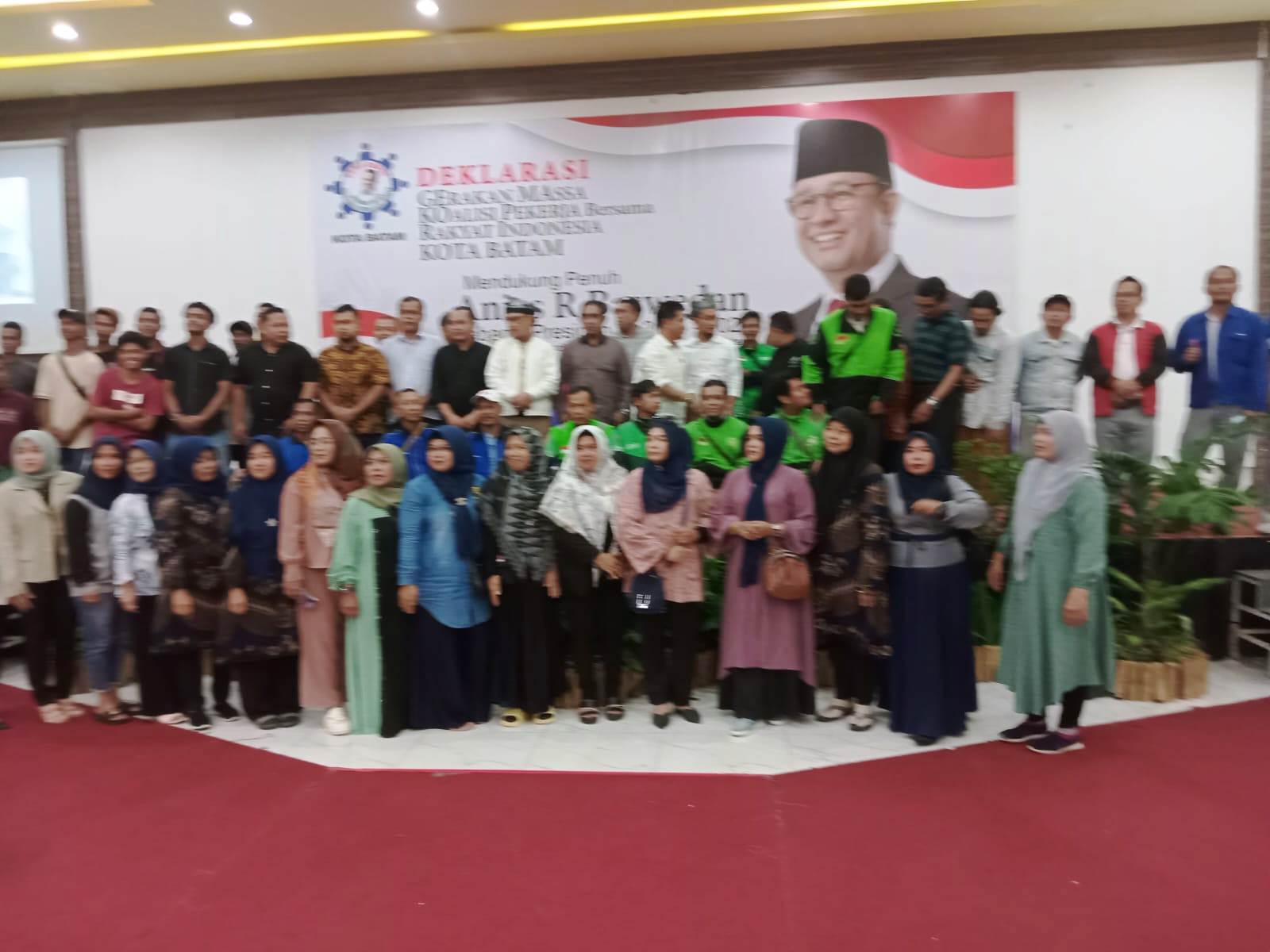 Acara deklarasi dukungan terhadap Capres Anies Baswedan di Hall Graha Pena, Kota Batam, Kepri, Jumat (14/7) siang.