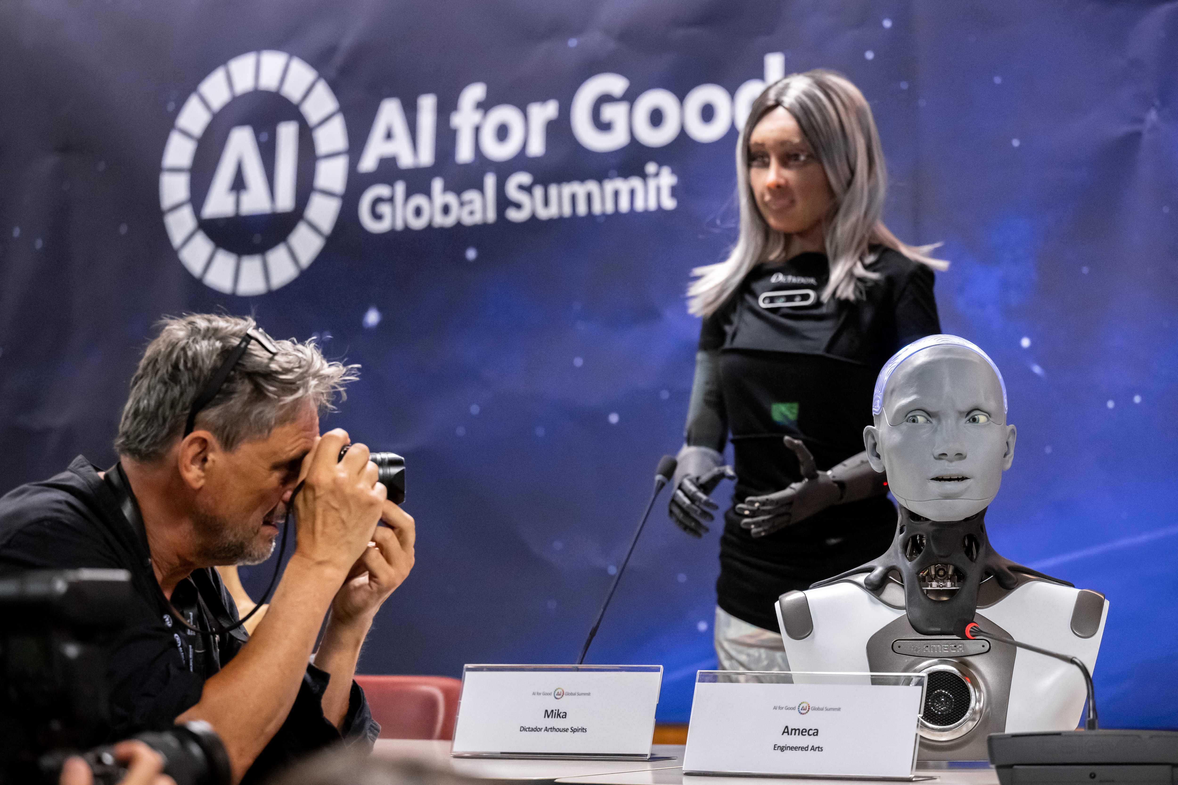  ilustyrasi: AI for Good Global Summit yang digelar di Jenewa, 7 Juli 2023