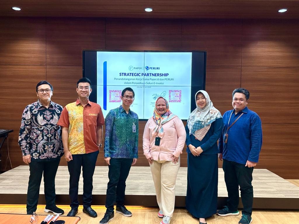 Kerja sama Peruri dengan Paper.id meluncurkan layanan e-invoice atau invoice digital. 