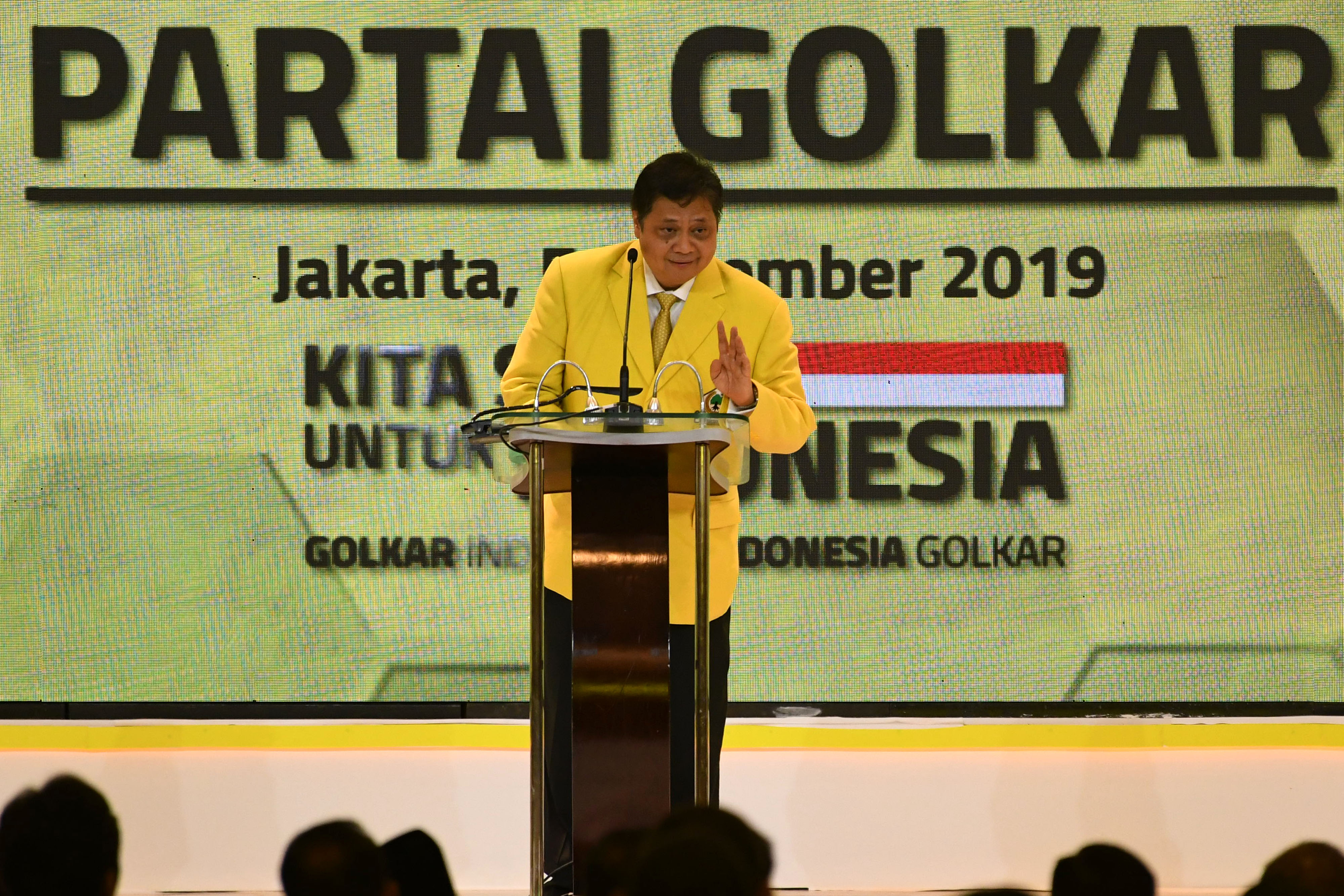 Airlangga Hartarto saat terpilih sebagai Ketua Umum Partai Golkar periode 2019-2024 pada Munas 2019.