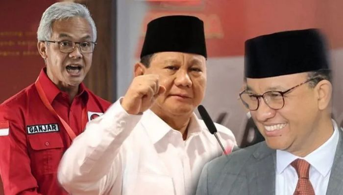 Tiga Bakal capres Ganjar Pranowo, Prabowo Subianto dan Anies Baswedan