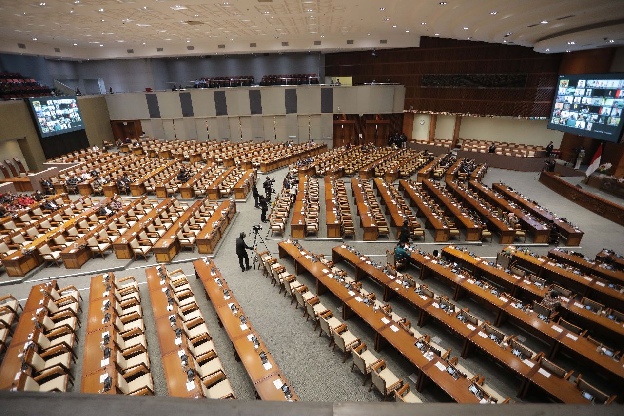 Ruang rapat paripurna DPR di Gedung Nusantara II DPR.