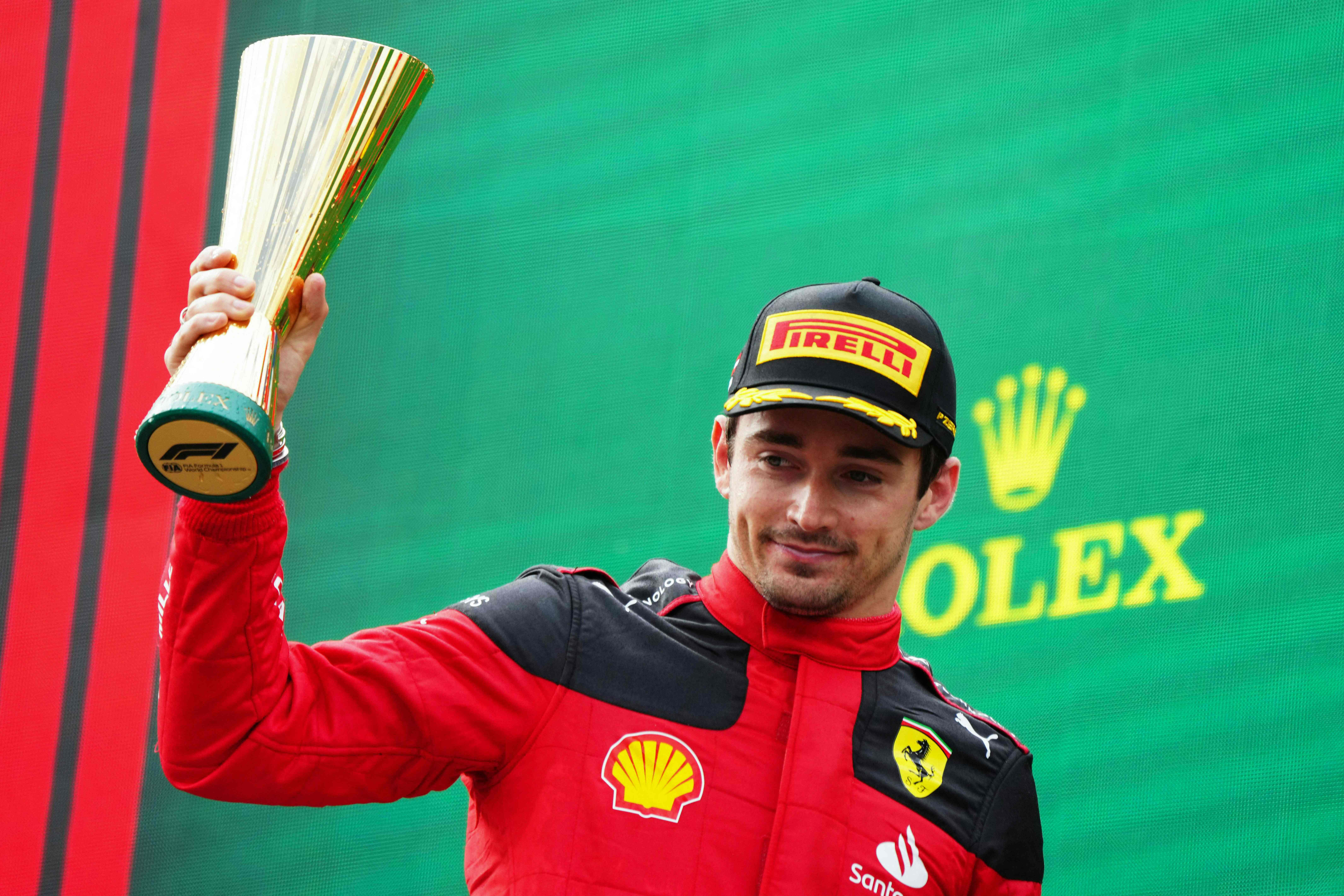 Pembalap Ferrari Charles Leclerc saat finis kedua di GP Austria.