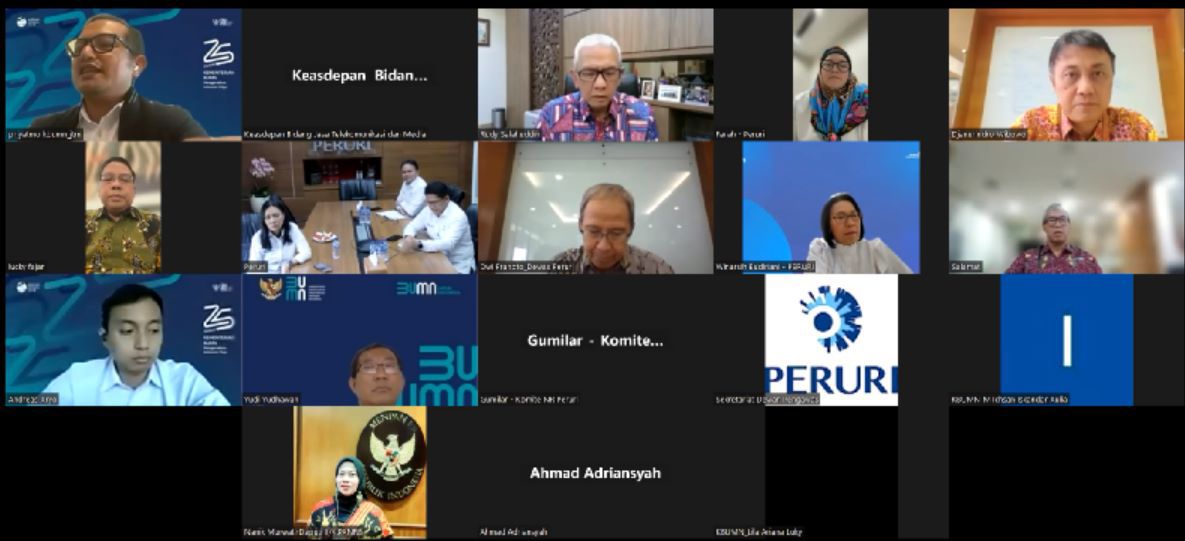 Pembacaan Salinan Surat Keputusan Menteri BUMN secara daring.