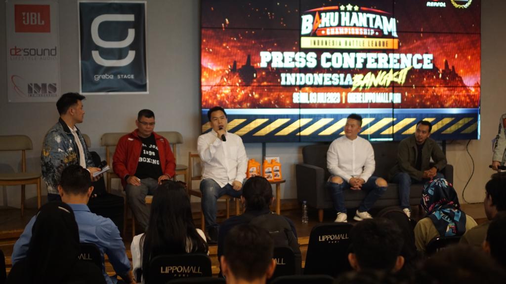 Konferensi pers Baku Hantam Championship session 3 di Jakarta, Senin (3/7/2023).