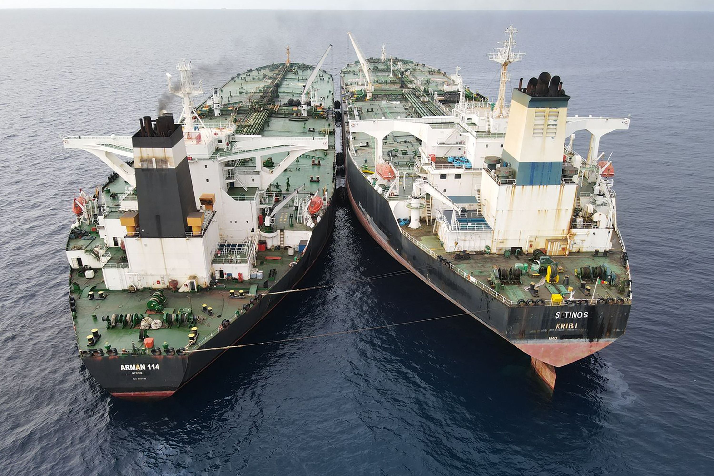 Penangkapan kapal super tanker berbendera Iran MT Arman 114 dan MT S Tinos berbendera Kamerun yang melakukan transhipment ilegal di Natuna.