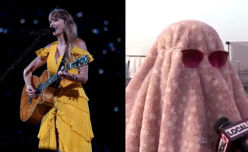 Penggemar Taylor Swift tutupi wajah dengan selimut