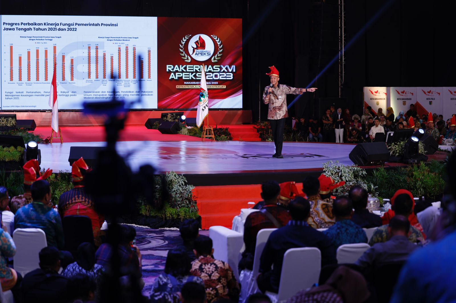 Ganjar Pranowo di Rakernas Apeksi XVI Makassar, Sulsel