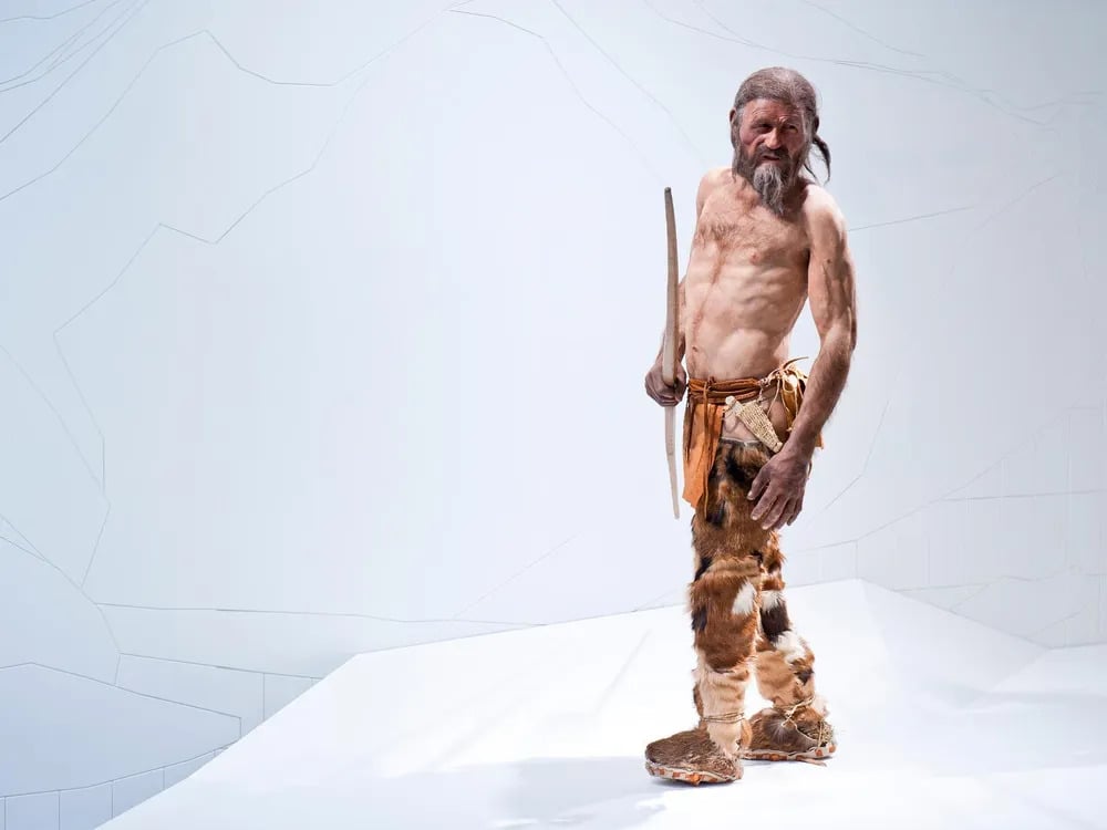 Rekonstruksi penampilan Ötzi si Manusia Es di Museum Arkeologi Tyrol Selatan