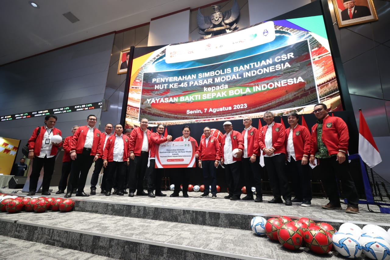 Penyaluran bantuan dari pasar modal kepada Yayasan Bakti Sepak Bola Indonesia