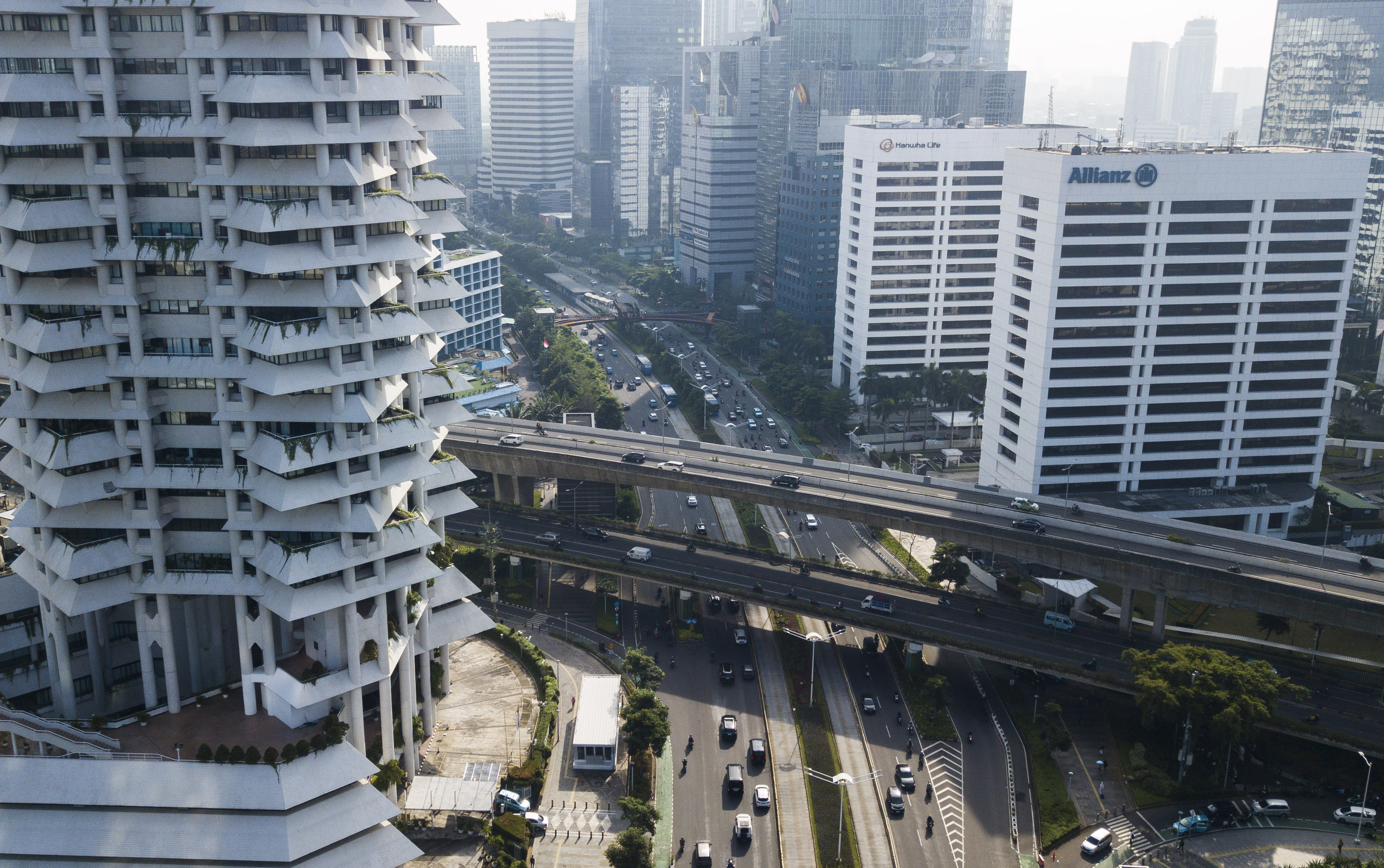 Foto udara gedung perkantoran di Jakarta