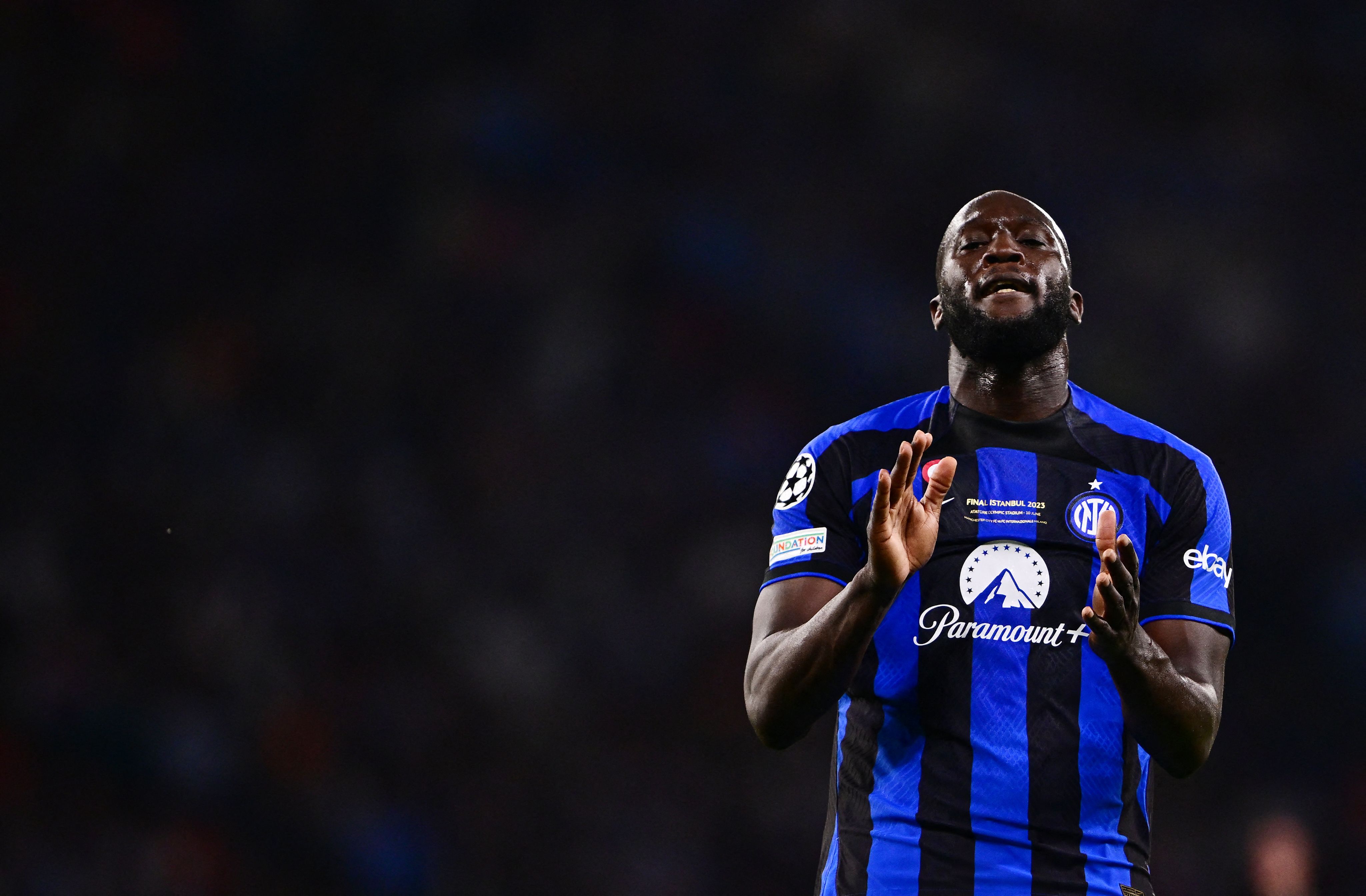 Romelu Lukaku kala berseragam Inter Milan pada musim lalu.