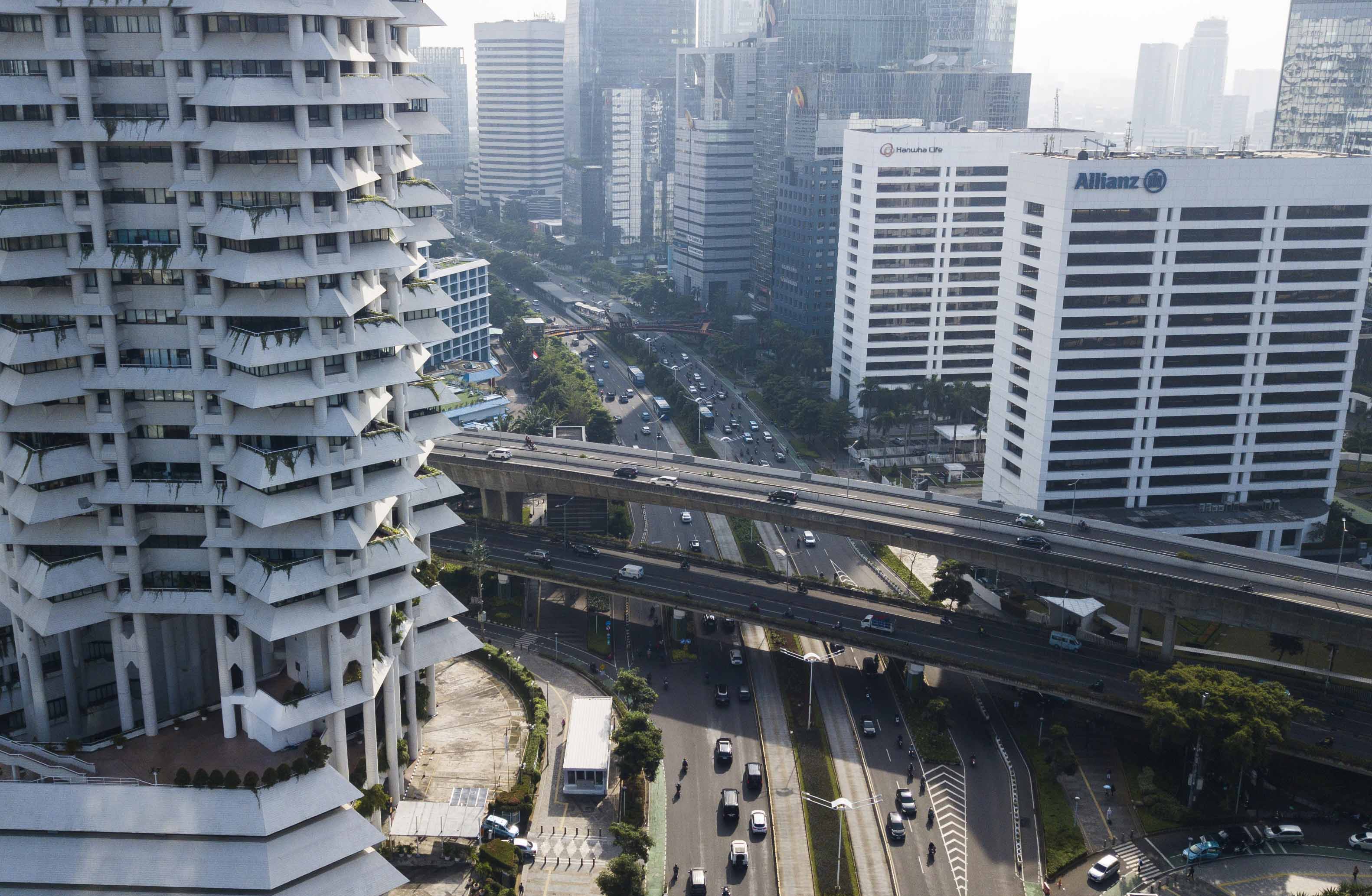 Foto udara gedung perkantoran di Jakarta