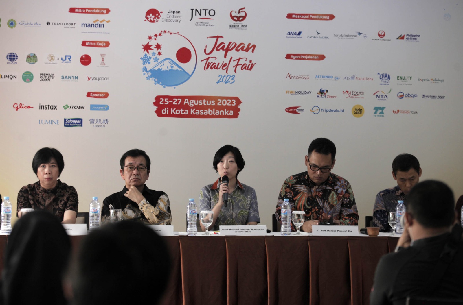 Konferensi pers di Jakarta, baru-baru ini, terkait gelaran Japan Travel Fair di Kota Kasablanka, Jakarta, pada 25-27 Agustus 2023.
