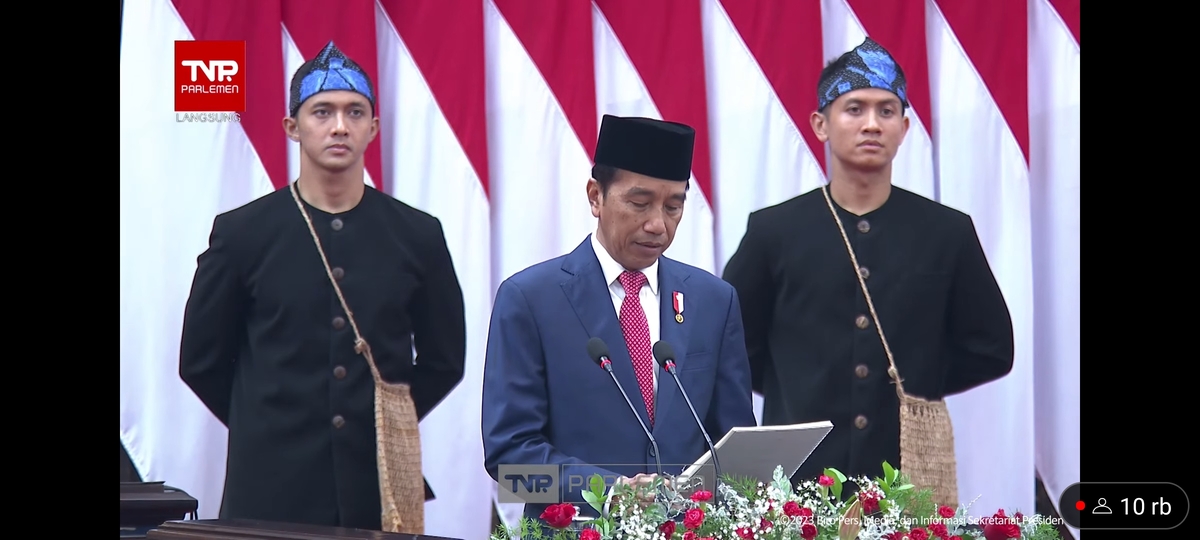 Presiden Jokowi saat menyampaikan RAPBN 2024.