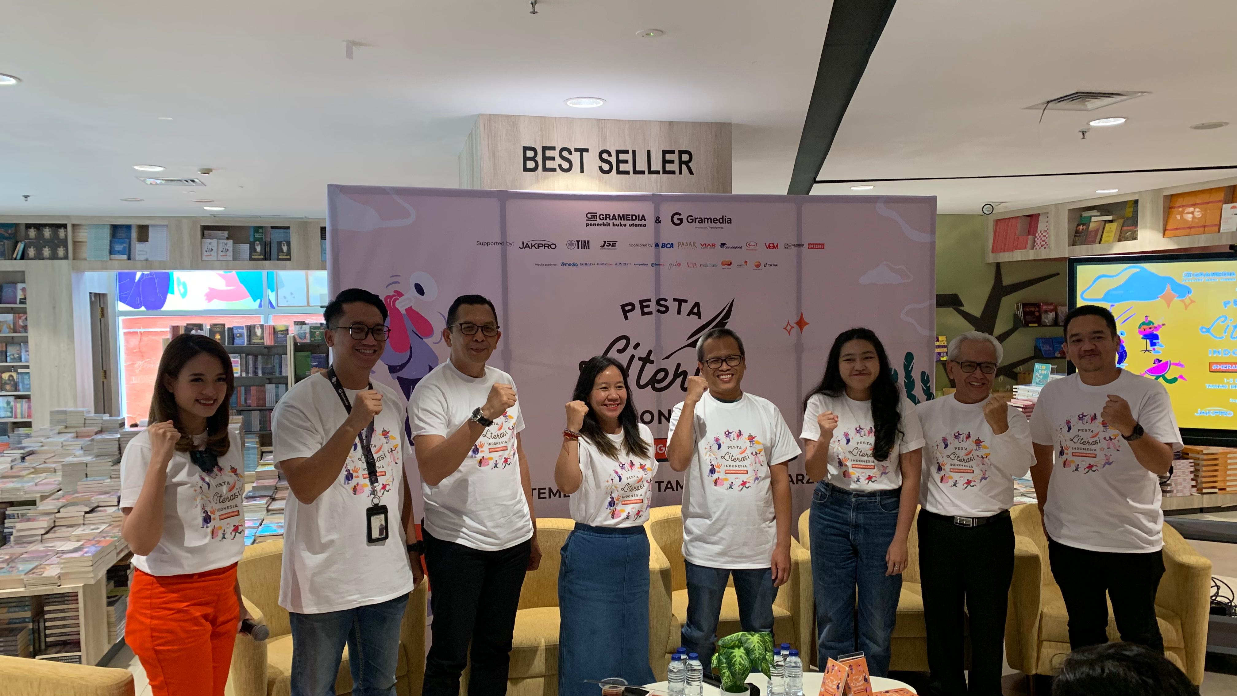 Acara konferensi pers Pesta Literasi Indonesia yang diadakan Pnerbit Gramedia, Selasa (29/8)