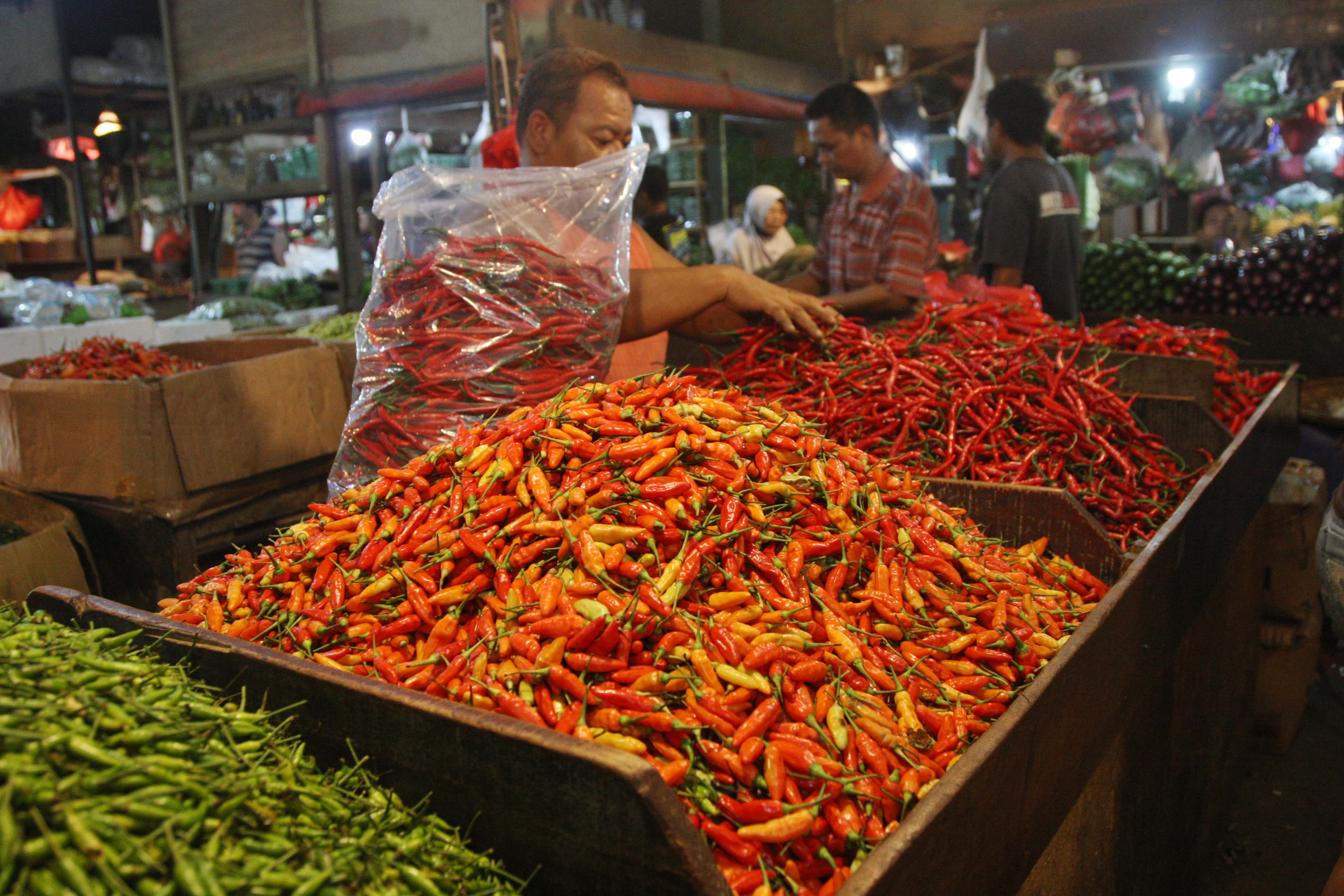 Pedagang penjual cabai.