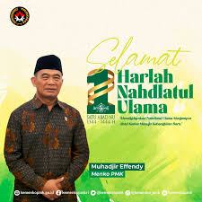Menko PMK Muhadjir Effendy berpose di Instagram memberi selamat hari lahir satu abad Nahdlatul Ulama.