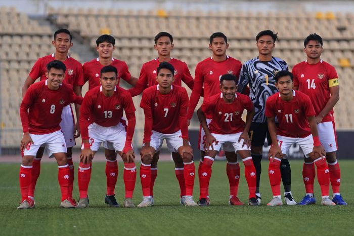 Timnas U-23 kala tampil di laga leg kedua kualifikasi Piala Asia U-23 melawan Australia