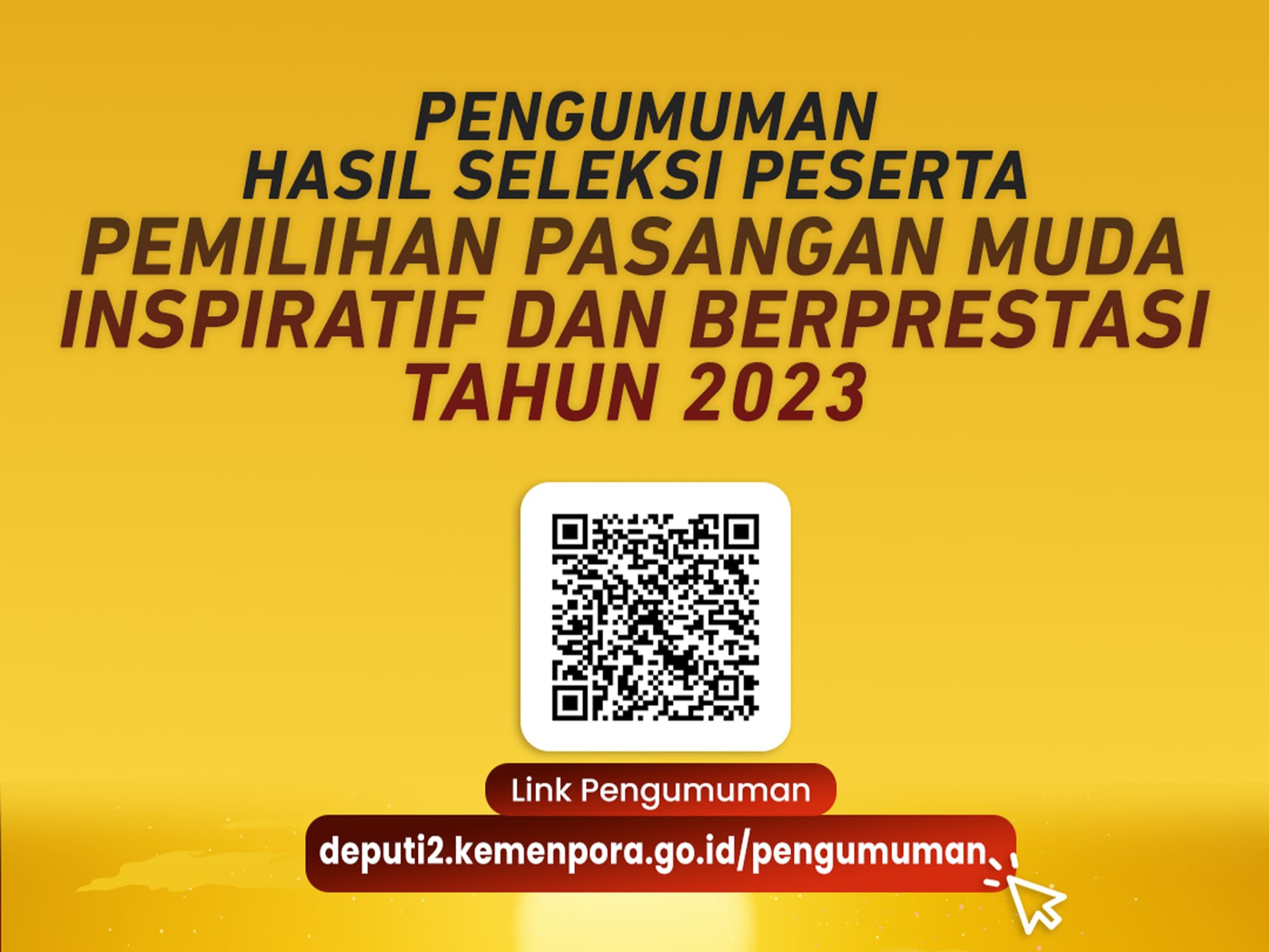 Hasil seleksi pemilihan Pasangan Muda Inspiratif dan Berprestasi Tahun 2023.